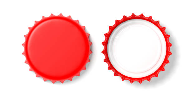 istock Front and back view of red beer caps, isolated on white background, top view. 3d illustration 1035403508