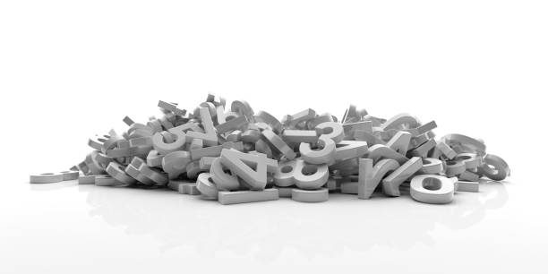 istock Education, maths, calculation concept. White figures numbers heap isolated on white background, banner. 3d illustration 1035403598