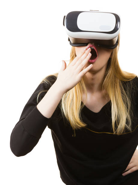 istock Woman wearing VR goggles 1035404454