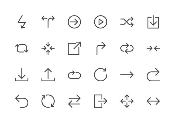Arrows - Line Icons Arrows - Line Icons - Vector EPS 10 File, Pixel Perfect 24 Icons. repetition stock illustrations