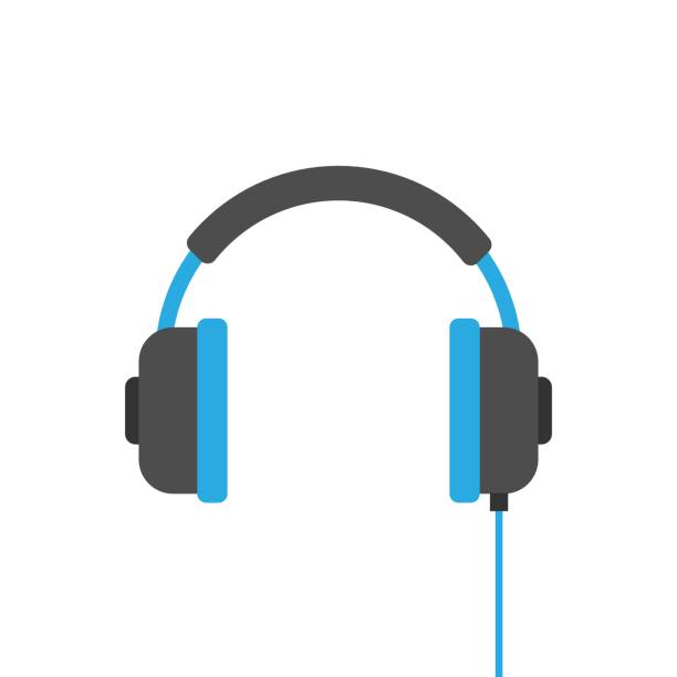 ilustrações, clipart, desenhos animados e ícones de ícone de fone de ouvido headset em estilo simples. fones de ouvido vector a ilustração em fundo branco isolado. conceito de negócio de dispositivo de áudio. - 13607