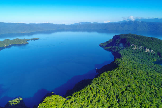 Lake Towada DCIM\100MEDIA\DJI_0020.JPGAerial Shot of Lake Towada in Summer hakkoda mountain range stock pictures, royalty-free photos & images