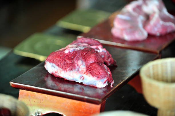 Meat food on table of Confucian rites ceremony