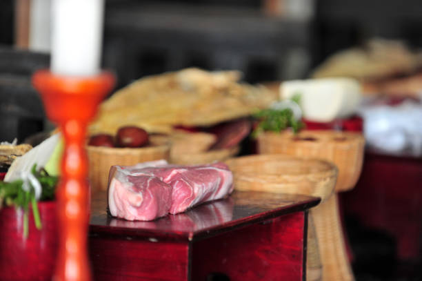 Meat food on table of Confucian rites ceremony