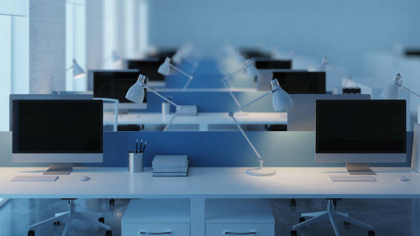 istock Office space. Open space. Design of office. 3D rendering. 1035425860