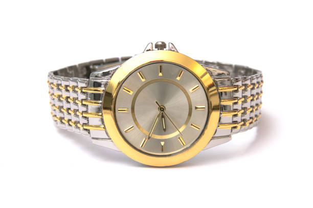istock Golden wristwatch isolated on white 1035429182