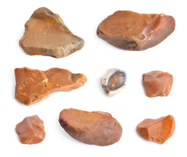 istock Flint stones set. Isolated on white background 1035432598
