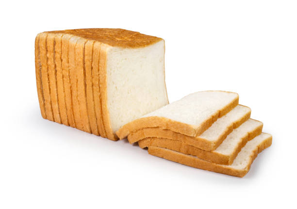 slice of 식빵 흰색 바탕에 흰색 배경 - 식빵 뉴스 사진 이미지