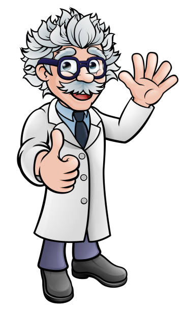 科学者教授の漫画のキャラクター - cartoon scientist professor mascot点のイラスト素材／クリップアート素材／マンガ素材／アイコン素材