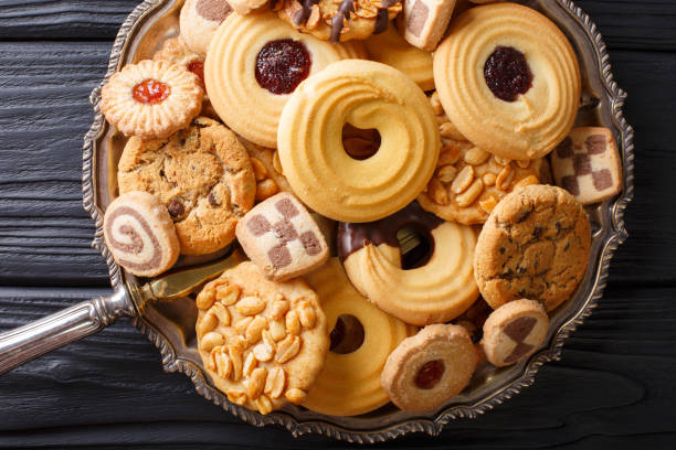 istock Festive cookie mix close-up on a plate. horizontal view from above 1035435838