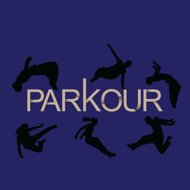 illustrations, cliparts, dessins animés et icônes de vecteur de l’art. parkour est un homme et une jeune fille. - parkour