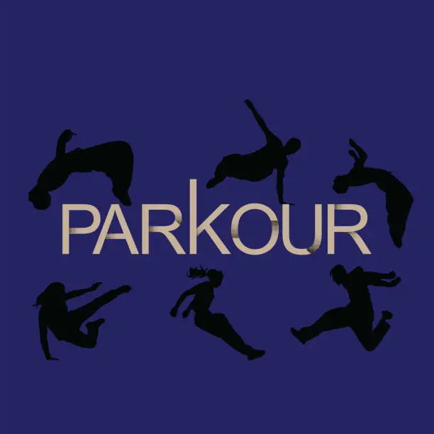 Vector illustration of Vector art. Parkour is a man and a girl.