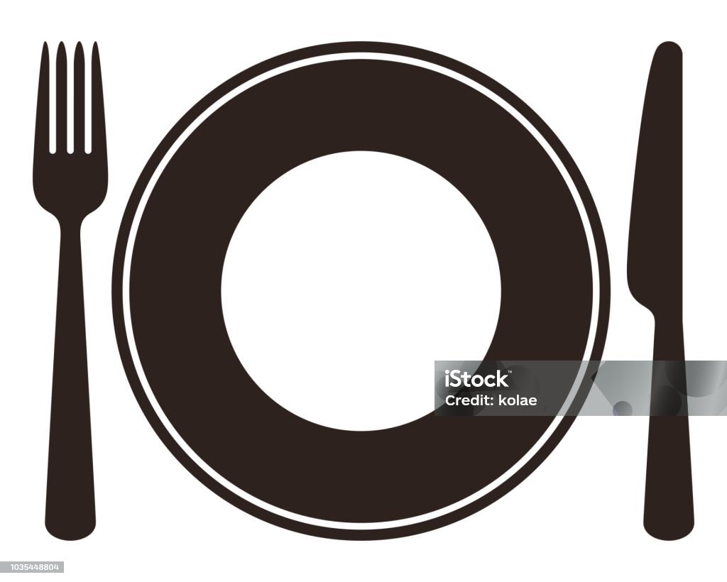 Plate, knife and fork Plate, knife, spoon and fork isolated on white background Place Setting stock vector