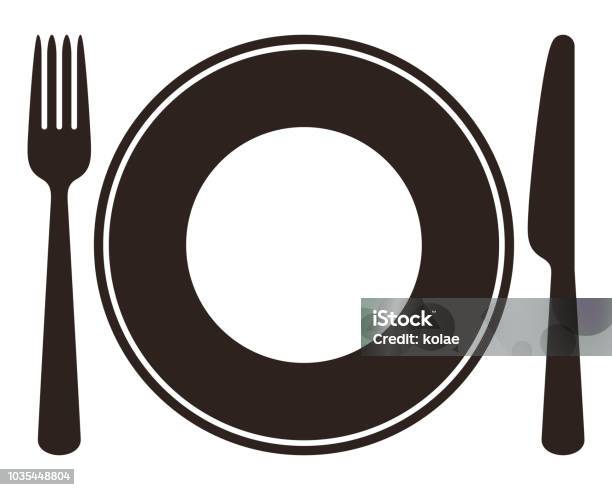 Plate Knife And Fork Stock Illustration - Download Image Now - Place Setting, Silverware, Vector