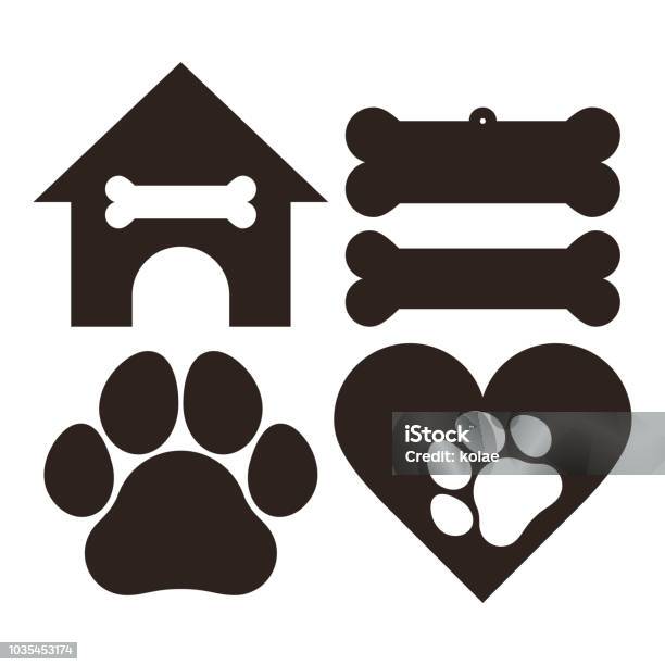 Dog Set Symbols Stock Illustration - Download Image Now - Paw Print, Dog, Kennel