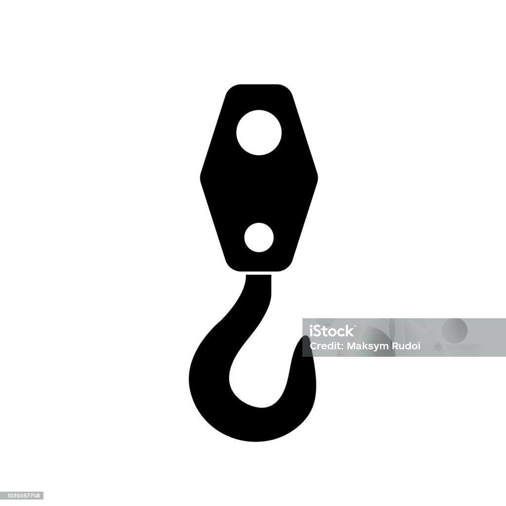 Industrial hook icon, silhouette on white background Crane - Machinery stock vector