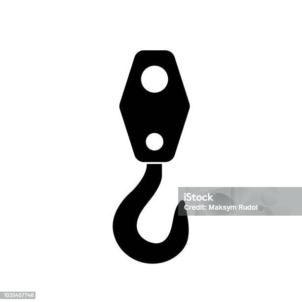 Industrial Hook Icon Silhouette On White Background Stock Illustration - Download Image Now