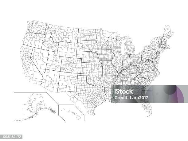 美國縣地圖向量圖形及更多地圖圖片 - 地圖, 美國, 地區類型
