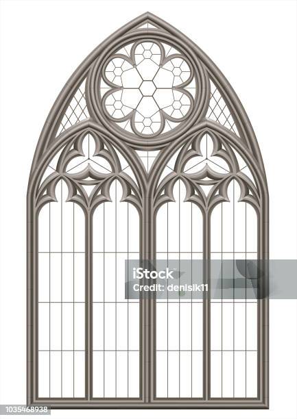 Medieval Gothic Stained Glass Window Stock Illustration - Download Image Now - Window, Gothic Style, Arch - Architectural Feature