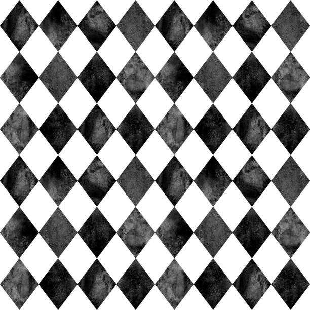 ilustraciones, imágenes clip art, dibujos animados e iconos de stock de blanco y negro argyle sin fisuras de fondo - pattern harlequin jester backgrounds