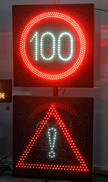 Led Signs Variable Speed Limit and Warning Led Signs 100 mph stock pictures, royalty-free photos & images