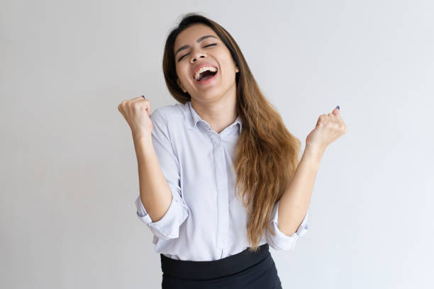 Ecstatic girl celebrating success
