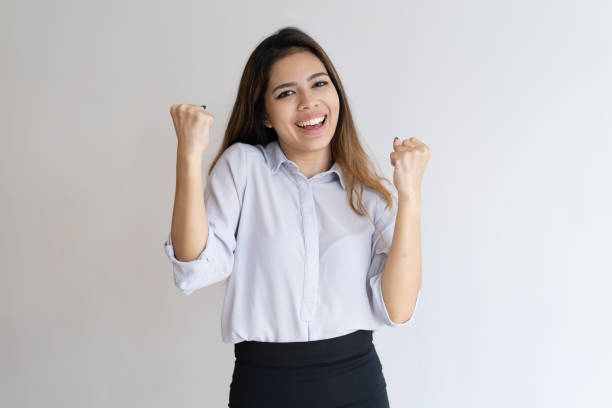 istock Overjoyed girl celebrating success 1035480486