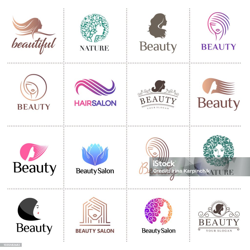 Icono de vector grande para salón de belleza, peluquería, cosmética - arte vectorial de Logotipo libre de derechos