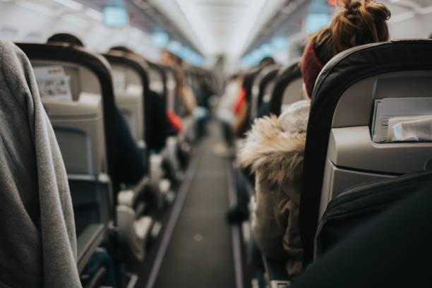 istock Rear view of passenger traveling by airplane. 1035483814