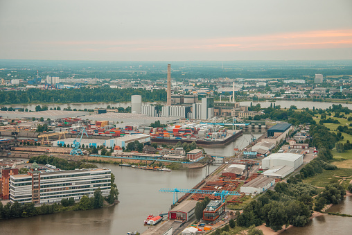 Aerial view of Düsseldorf-Neuss harbor