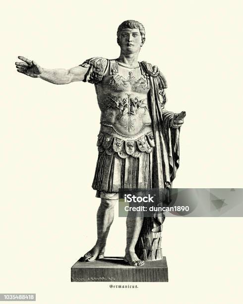 Ancient Rome Statue Of Germanicus Stock Illustration - Download Image Now - Roman Centurion, Roman, Statue