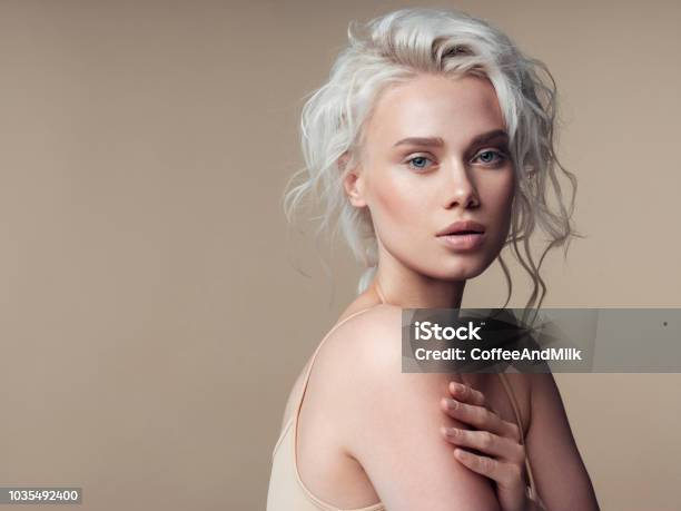 Beautiful Woman With Makeup And Stylish Hairstyle Stock Photo - Download Image Now - Women, Fashion Model, One Woman Only