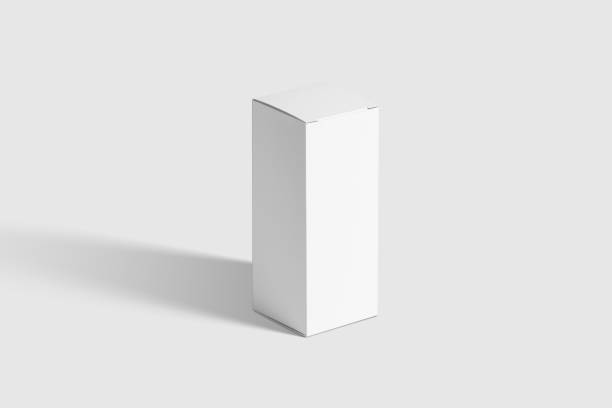 istock Photorealistic high quality Rectangle Cardboard Package Box Mockup on light grey background. 1035492484