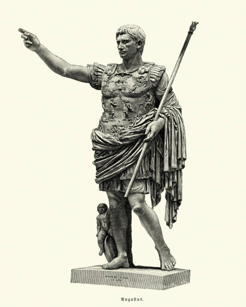 illustrazioni stock, clip art, cartoni animati e icone di tendenza di roma antica, augusto di prima porta, imperatore romano - augustus caesar