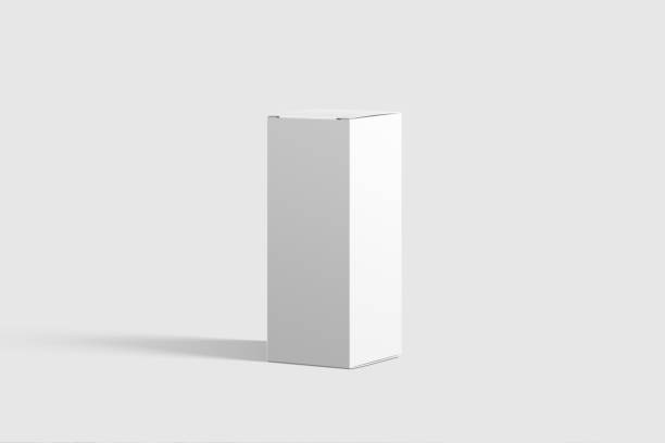 istock Photorealistic high quality Rectangle Cardboard Package Box Mockup on light grey background. 1035492858