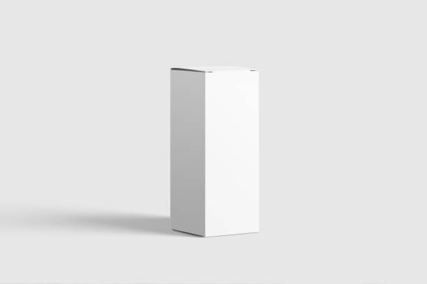 istock Photorealistic high quality Rectangle Cardboard Package Box Mockup on light grey background. 1035493456