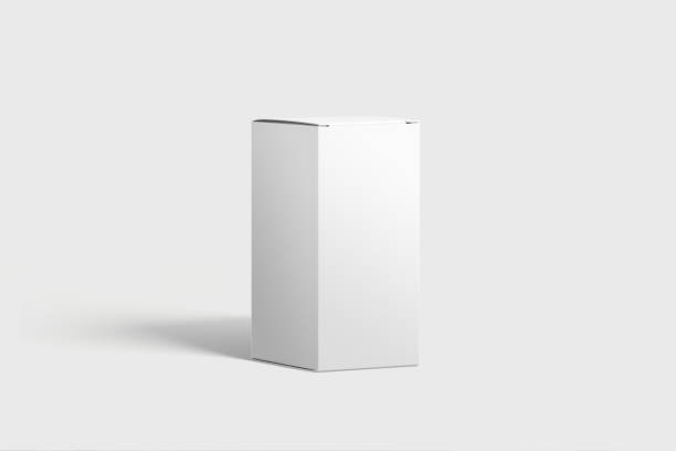 istock Photorealistic high quality Rectangle Cardboard Package Box Mockup on light grey background. 1035495760