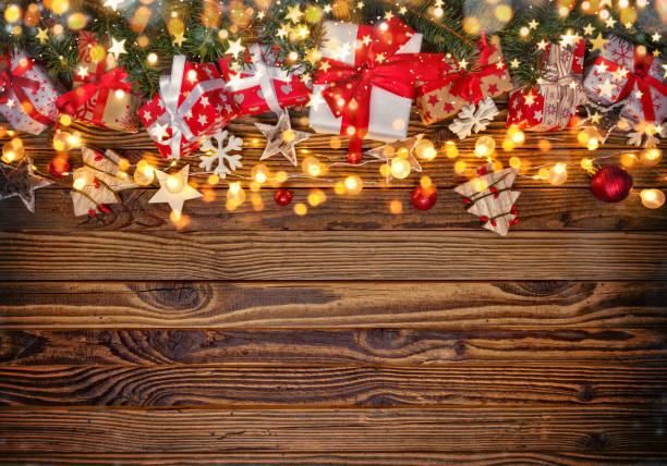 istock Christmas rustic background with wooden planks 1035497252