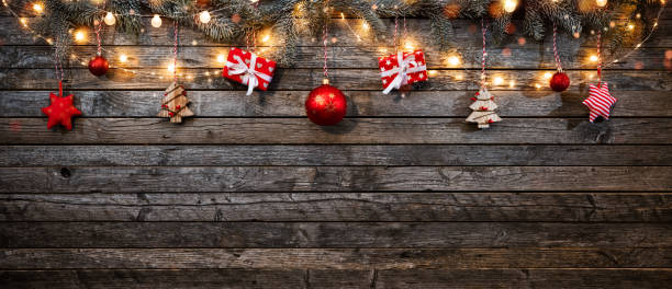 istock Christmas rustic background with wooden planks 1035497354