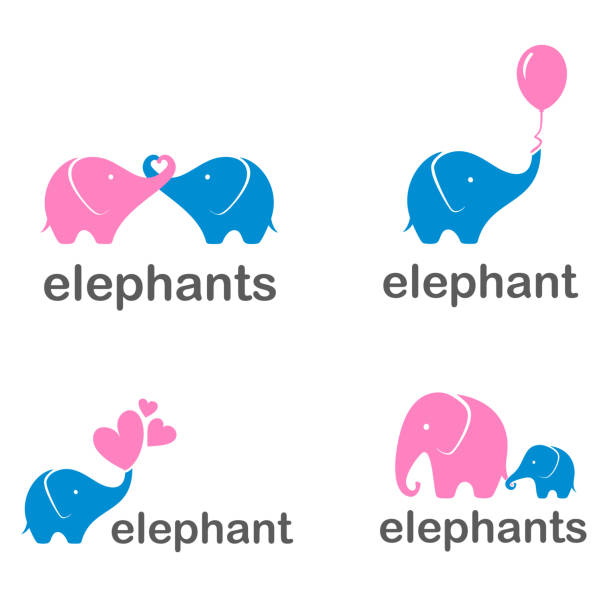 Vector design set  icons of elephants Vector design set  icons of elephants elephant logo stock illustrations