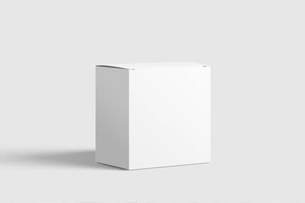 istock Photorealistic Long Square Cardboard Package Box Mockup on light grey background. 1035500158
