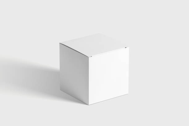 istock Photorealistic Square Cardboard Package Box Mockup on light grey background. 1035500458