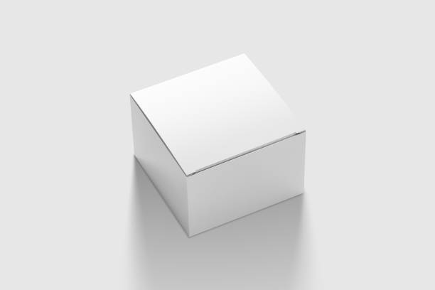 istock Photorealistic Flat  Square Cardboard Package Box Mockup on light grey background. 1035501328