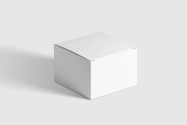 istock Photorealistic Flat  Square Cardboard Package Box Mockup on light grey background. 1035501506