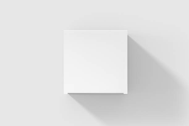 istock Photorealistic Flat  Square Cardboard Package Box Mockup on light grey background. 1035504214