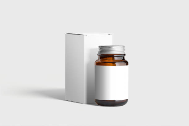 istock Amber Supplement Bottle & Box Mockup on light grey background. 1035504718