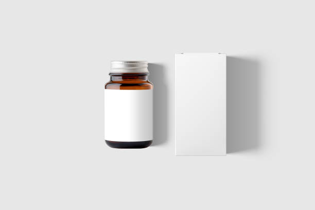 istock Amber Supplement Bottle & Box Mockup on light grey background. 1035504866