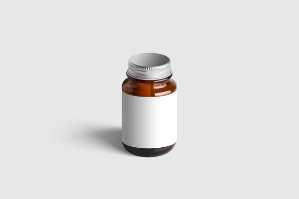 istock Amber Supplement Bottle & Box Mockup on light grey background. 1035505034