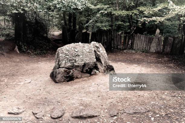 Tomb Of Merlin In Broceliande Forest Paimpont Forest Brittany France Stock Photo - Download Image Now