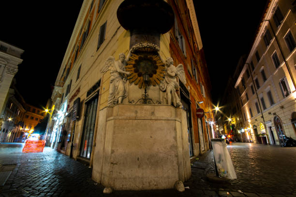 Light painting on the streets of Rome, Italy stock photo
